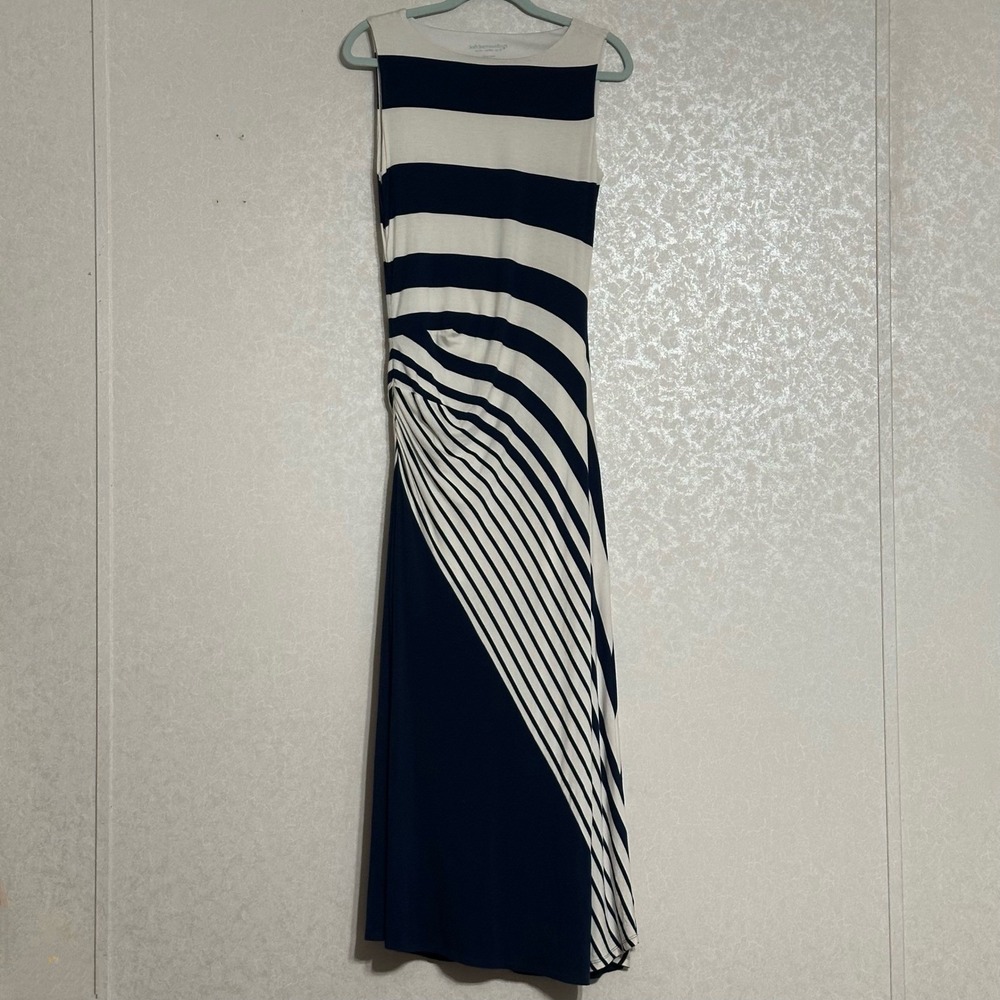 Soft Surroundings Vela Infinity Maxi Dress Sleeveless Blue White Striped Sz SP